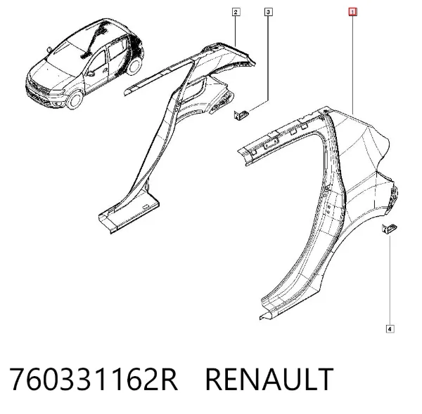 Крыло заднее левое 760331162R Renault (RVI)