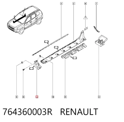 Накладка (молдинг) порога наружная передняя правая RENAULT 764360003R