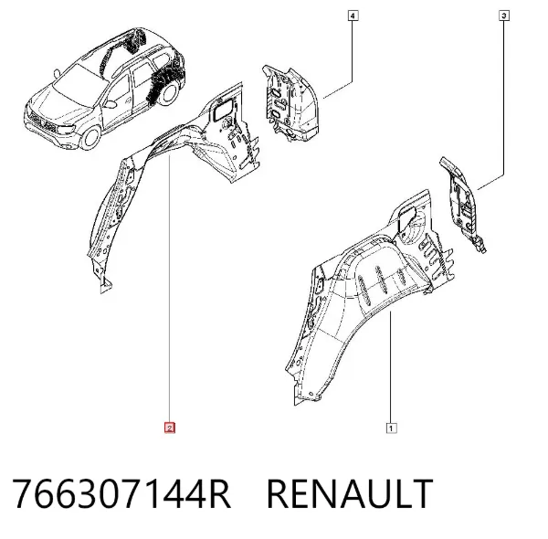 Арка крыла заднего правого 766307144R Renault (RVI)