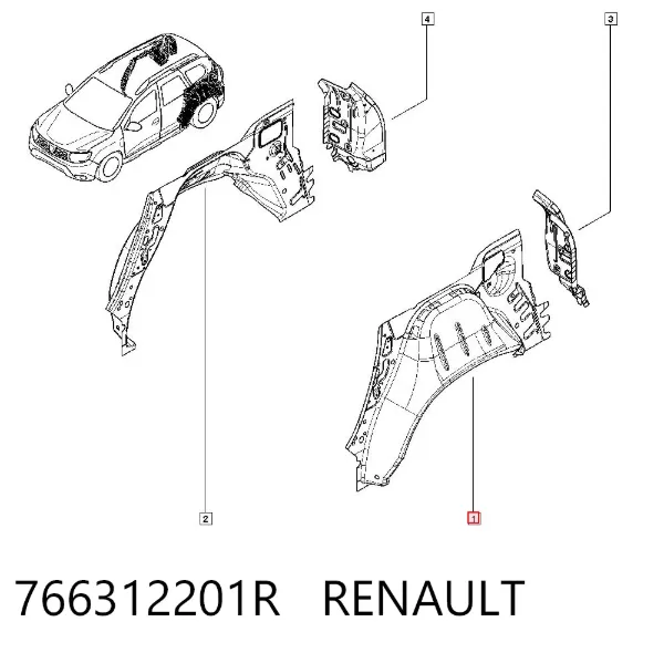 Арка крыла заднего левого 766312201R Renault (RVI)