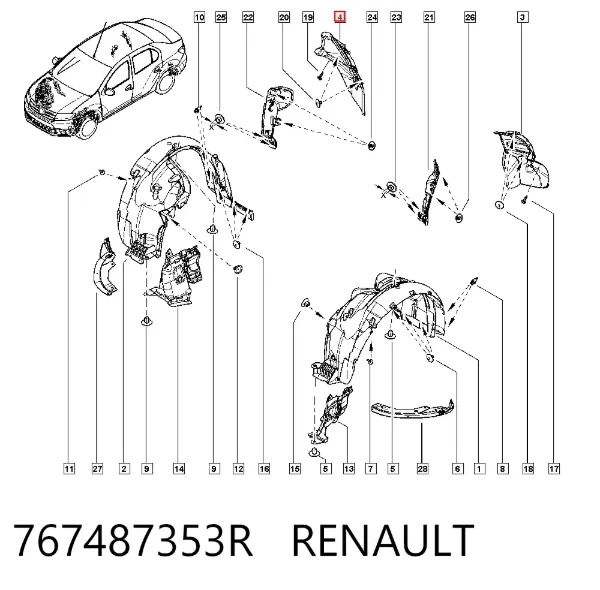 Подкрылок задний правый 767487353R Renault (RVI)