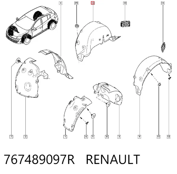 Подкрылок задний правый 767489097R Renault (RVI)