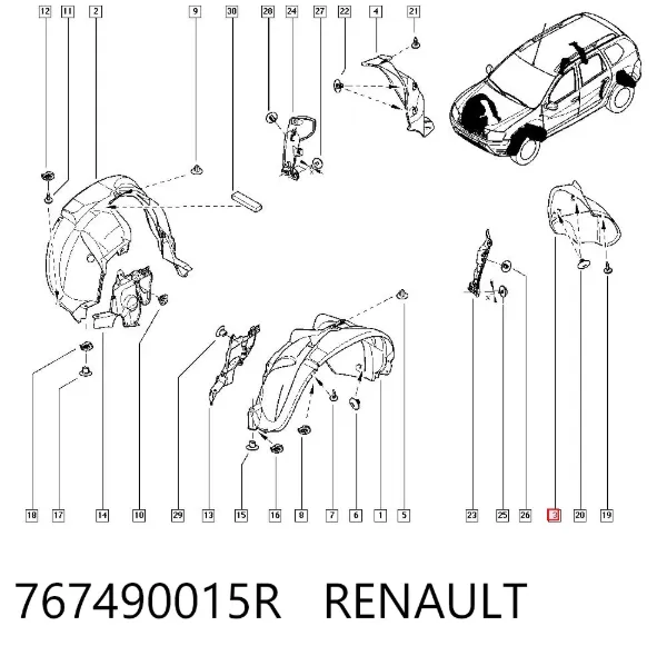 Подкрылок крыла заднего левый задний 767490015R Renault (RVI)