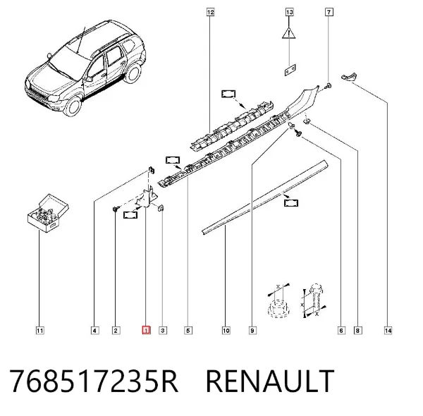 Накладка (молдинг) порога наружная передняя левая 768517235R Renault (RVI)