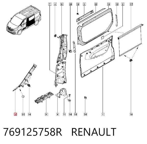 Обшивка стойки кузова внутренняя передняя левая 769125758R Renault (RVI)