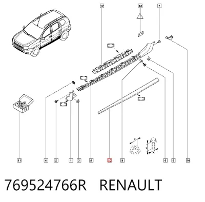 Накладка (молдинг) порога наружная левая RENAULT 769524766R