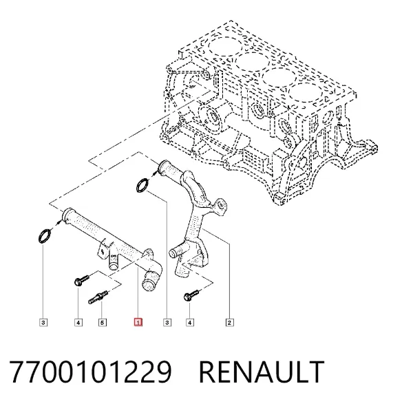 Патрубок системы охлаждения 7700101229 Renault (RVI)