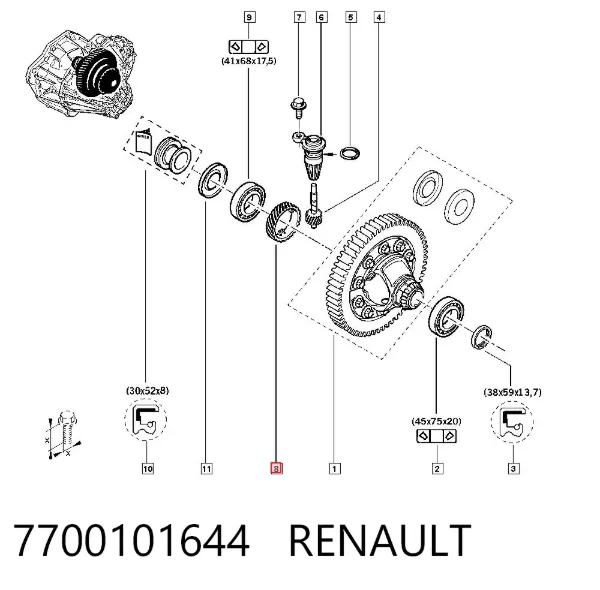 Шестерня спидометра ведущая 7700101644 Renault (RVI)