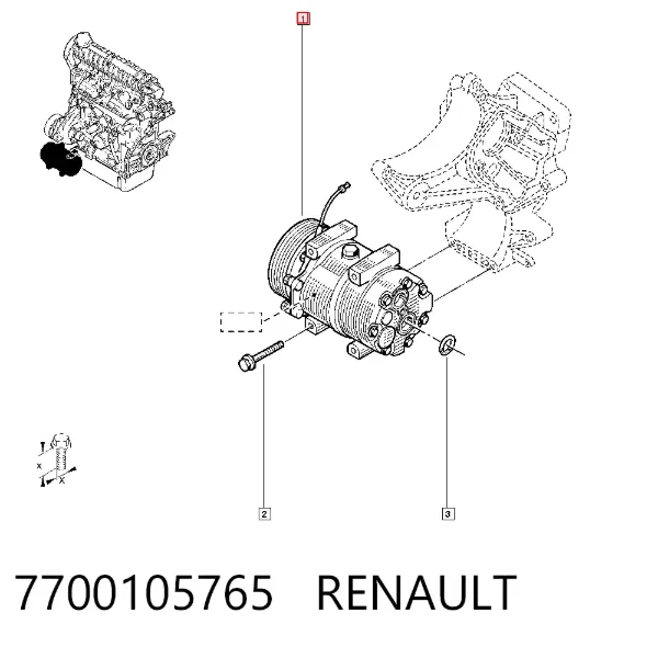 Компрессор кондиционера 7700105765 Renault (RVI)
