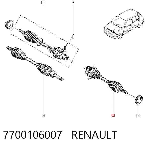 Левая полуось 7700106007 Renault (RVI)