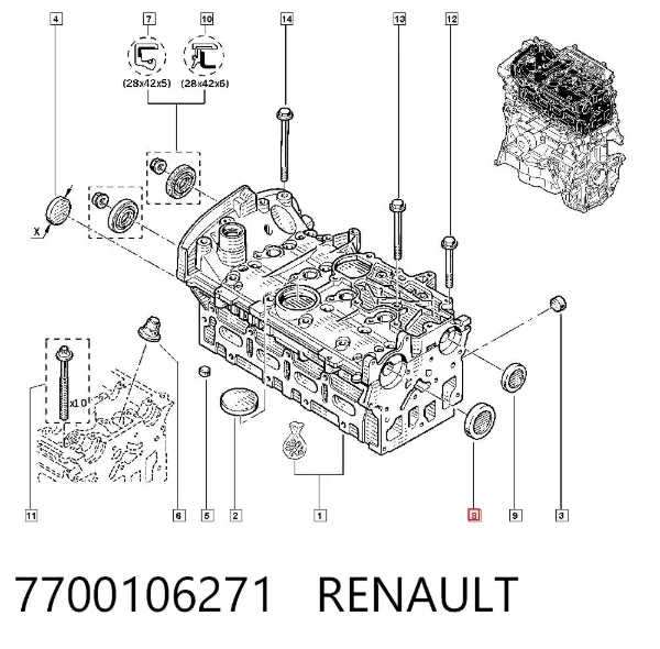 Заглушка ГБЦ 7700106271 Renault (RVI)