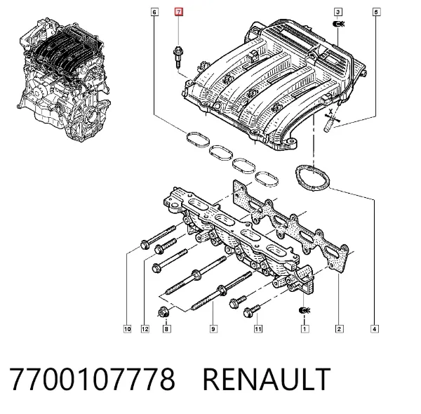 Болт впускного коллектора 7700107778 Renault (RVI)