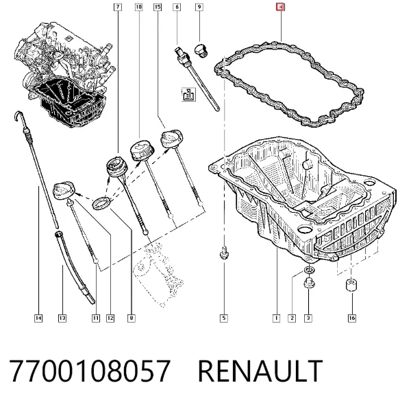 Прокладка поддона картера 7700108057 Renault (RVI)
