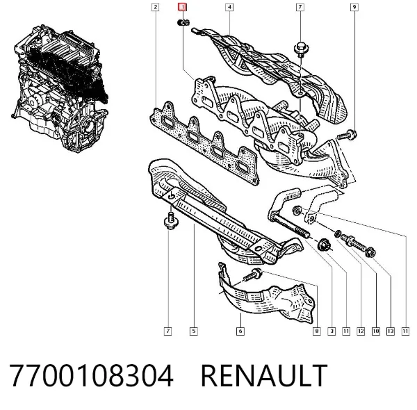 Выпускной коллектор 7700108304 Renault (RVI)