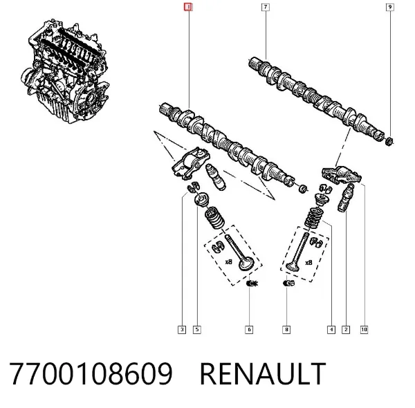 Впускной распредвал 7700108609 Renault (RVI)