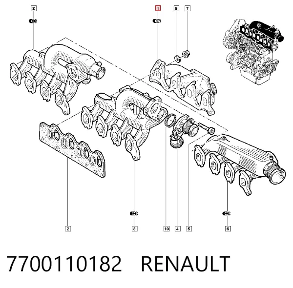 Выпускной коллектор 7700110182 Renault (RVI)