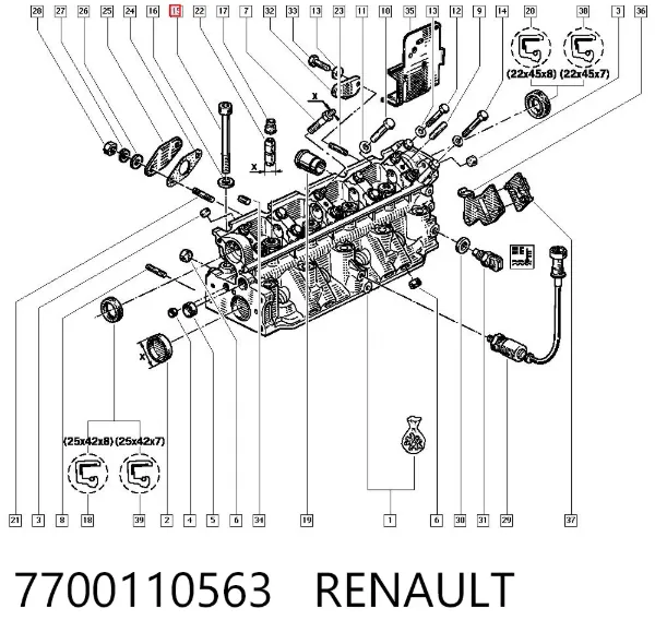 Болт ГБЦ 7700110563 Renault (RVI)
