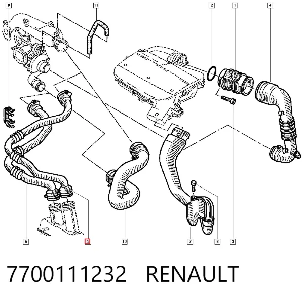 Патрубок интеркулера 7700111232 Renault (RVI)