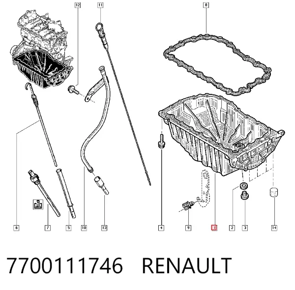 Поддон двигателя 7700111746 Renault (RVI)