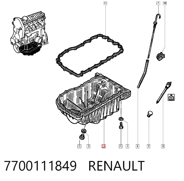 Поддон двигателя 7700111849 Renault (RVI)