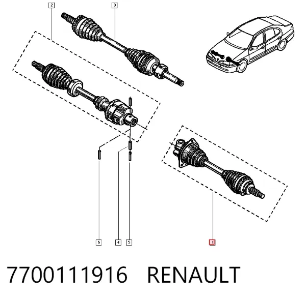 Левая полуось 7700111916 Renault (RVI)