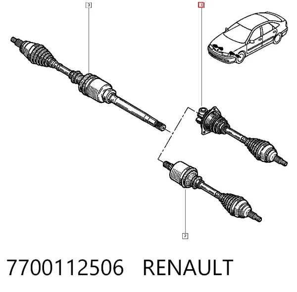 Левая полуось 7700112506 Renault (RVI)