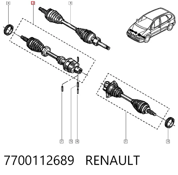 Правая полуось 7700112689 Renault (RVI)