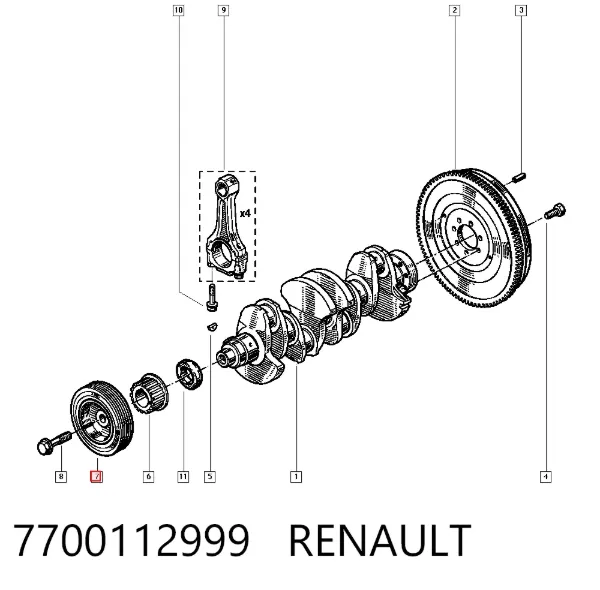 Шкив коленвала 7700112999 Renault (RVI)