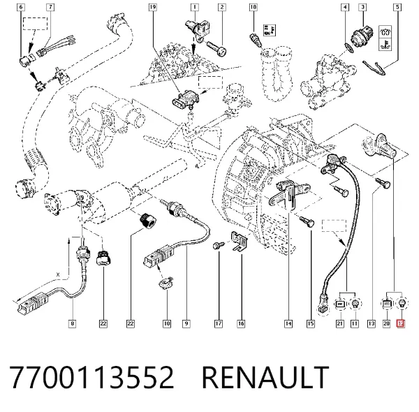 Датчик коленвала 7700113552 Renault (RVI)