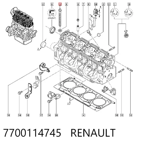 Болт ГБЦ 7700114745 Renault (RVI)