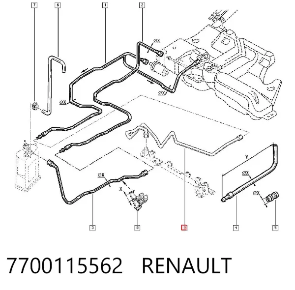 Трубка топливная, от фильтра к топливной рейке 7700115562 Renault (RVI)