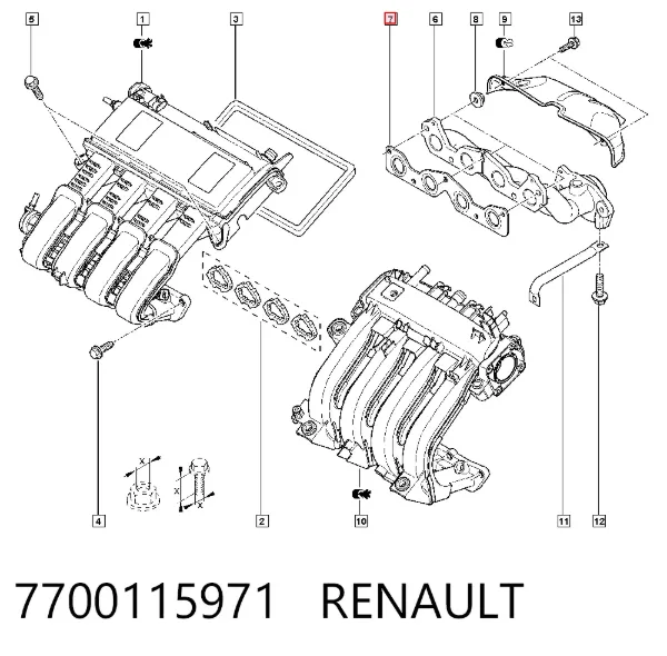 Прокладка коллектора 7700115971 Renault (RVI)