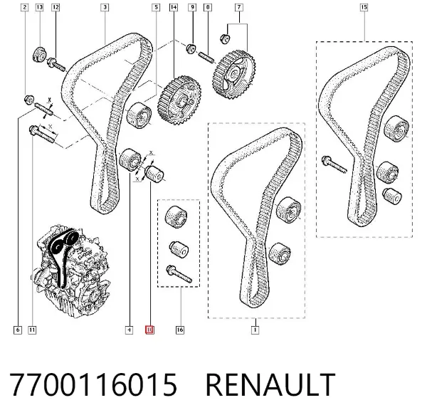 Комплект ГРМ 7700116015 Renault (RVI)