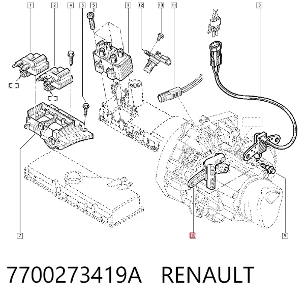 Датчик коленвала 7700273419A Renault (RVI)