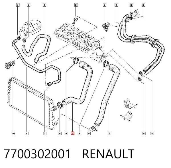 Шланг расширительного бачка верхний 7700302001 Renault (RVI)