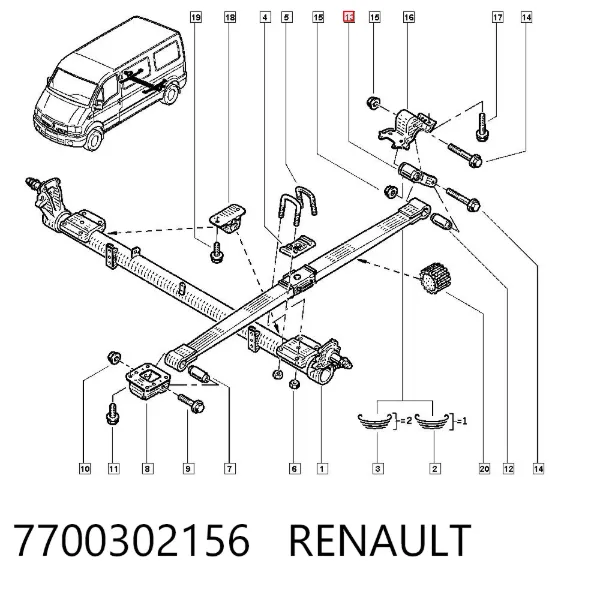 Серьга задней рессоры 7700302156 Renault (RVI)