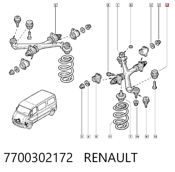 Отбойник рычага переднего верхнего 7700302172 Renault (RVI)
