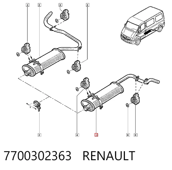 Глушитель задний 7700302363 Renault (RVI)