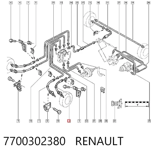 Шланг тормозной передний 7700302380 Renault (RVI)