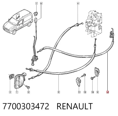 Трос открывания боковой (сдвижной) двери RENAULT 7700303472