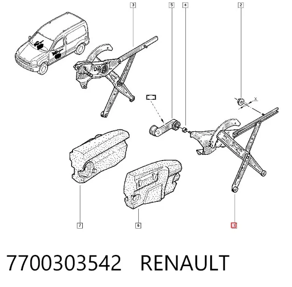 Стеклоподъемник передней левой двери 7700303542 Renault (RVI)
