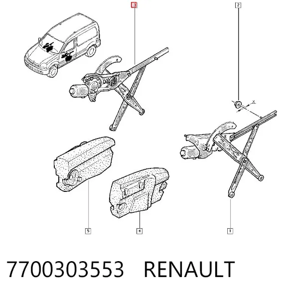 Стеклоподъемник передней правой двери 7700303553 Renault (RVI)