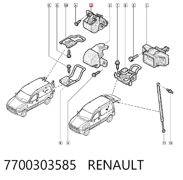 Замок двери задней левой распашной верхний 7700303585 Renault (RVI)