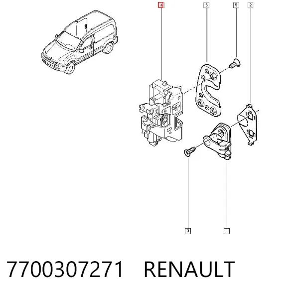 Замок двери боковой сдвижной правой 7700307271 Renault (RVI)