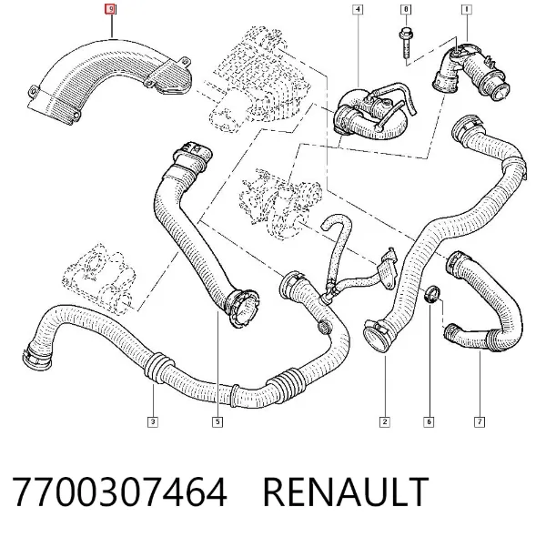 Выпускной патрубок воздушного фильтра 7700307464 Renault (RVI)