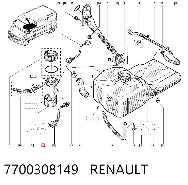 Датчик уровня топлива 7700308149 Renault (RVI)