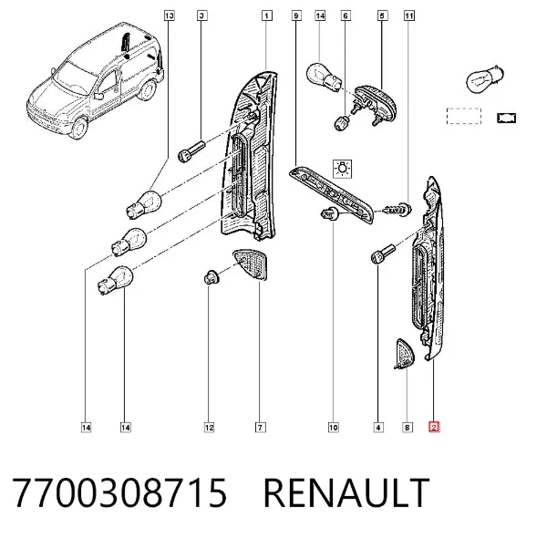 Фонарь задний левый 7700308715 Renault (RVI)