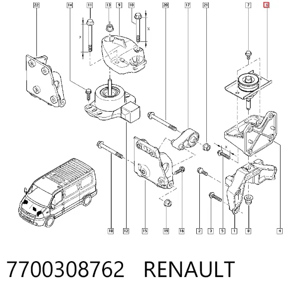 Левая подушка двигателя 7700308762 Renault (RVI)