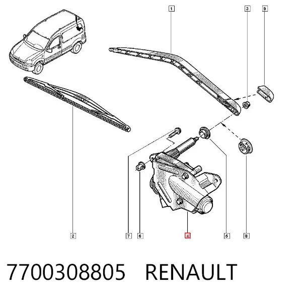 Моторчик заднего дворника 7700308805 Renault (RVI)