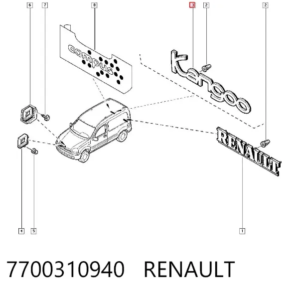 Эмблема крышки багажника 7700310940 Renault (RVI)